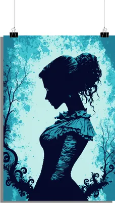 Produktbild von Abstraktes Poster - Mädchen in Blau Poster - Klassisch Poster - Stilvoll Poster - 51x71cm - Perfekt zum Einrahmen