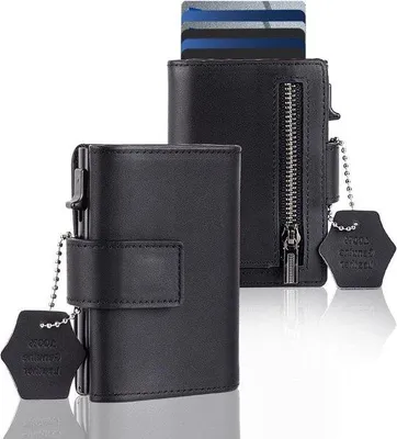 Produktbild von Famanu Geldbörse mit Münzfach und RFID-Schutz - Kreditkartenhalter - Schwarz