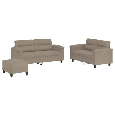 Image de vidaXL Ensemble de canapés 3 pièces avec coussins Taupe microfibre tissée