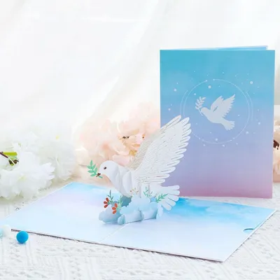 Immagine prodotto di biglietto d'auguri con uccelli pop-up 3D - Colomba della pace