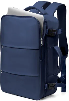 Image de Sac à dos de voyage léger 45 x 36 x 20 cm pour homme et femme, avec compartiment pour ordinateur portable 15,6 pouces, bleu foncé