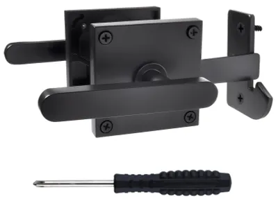 Image de Verrouillage double face pour portails en bois - Noir