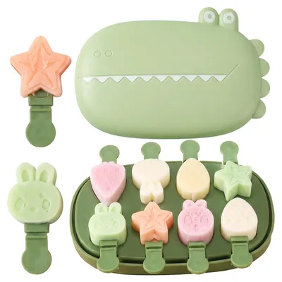 Produktbild von Eisformen - Wiederverwendbare Silikon-Eisförmchen mit Stiel und Deckel - Für Eis am Stiel - BPA-frei Mini-Set