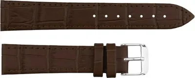 Produktbild von ClassicWatchStraps Leder-Uhrenarmband mit Krokoprägung - Dunkelbraun, 18 mm, Silber poliert