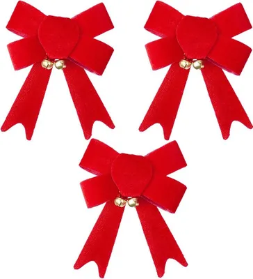 Obrázok produktu pre Ozdobná vianočná zamatová mašľa 10,5x13 cm 3 ks.