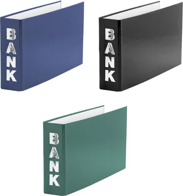 Produktbild von 3 Bankordner / 140x250mm / für Kontoauszüge / Farbe: je 1x grün, blau, schwarz