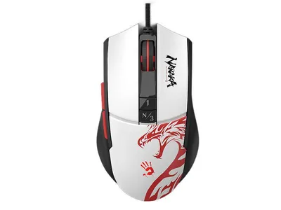 A gaming mouse with a dragon design.