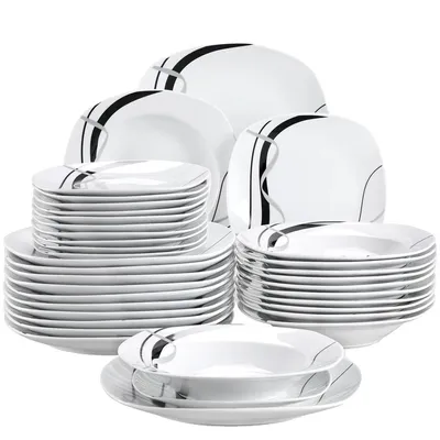 Obrázek produktu pro Sada kuchyňského nádobí z porcelánové keramiky s černým vzorem, 36 kusů