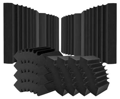 Zdjęcie produktu dla Panele akustyczne z pianki akustycznej VEVOR zestaw 4, 42x16x30cm, samoprzylepne dźwiękoszczelne panele ścienne, panel akustyczny odporny na ciepło, maty z pianki akustycznej