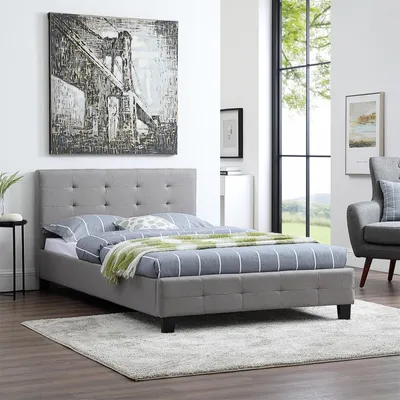 Produktbild von Polsterbett NEBRASKA Bettgestell 120 x 200 cm Einzelbett Designbett inklusive Lattenrost Textilbezug in grau