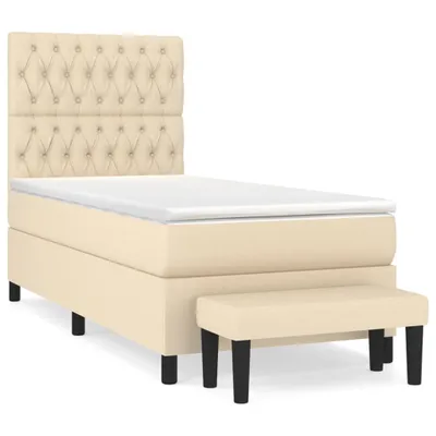 Produktbild von Boxspringbett mit Matratze Creme 100x200 cm Stoff