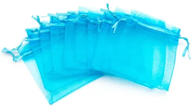 Produktbild von Vintageparts Organzasäckchen Hellblau 9x7cm, 10 Stück