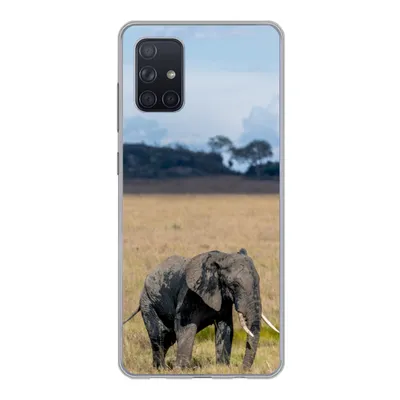 Produktbild von MuchoWow® Handyhülle Schutzhülle Hülle für Samsung Galaxy A51 Elefant - Gras - Tiere - Natur Silikon Softcase Handy Hülle - Schutzabdeckung