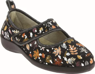 Produktbild von PodoWell/Fargeot TAILLIS Damenschuhe, schwarz mit Blumenmuster, Größe 1: 37