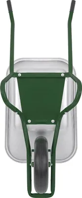 Produktbild von Matrix Schubkarre Profi 100l Liter (Zusätzliches Bodenblech, 250 kg Tragkraft, Metallfelge, Luftrad, pulverbeschichteter Rahmen) grün