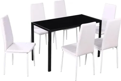 Produktbild von vidaXL 7-tlg. Essgruppe Schwarz und Weiß