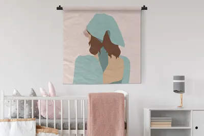 Produktbild von MuchoWow® Wandteppich Wandbehang Sommer - Frau - Pastell 90x90 cm Tapisserie Dekoration Wandtuch - Wandaufhänger
