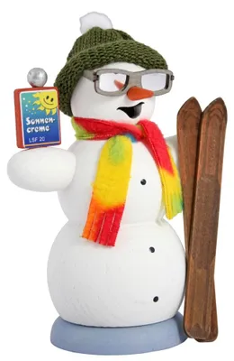 Produktbild von Drechslerei Kuhnert - Räucherfigur - Schneemann Apre´s Ski - Größe ca. 13cm - für Räucherkerzen Größe M (Standard)
