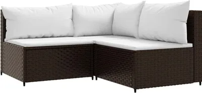 Obrázok produktu pre vidaXL 3-dielna záhradná súprava s vankúšmi Brown Poly Rattan