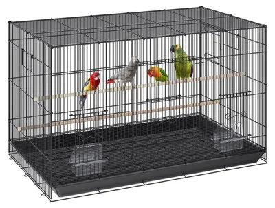 Immagine prodotto di Voliera per uccelli VEVOR 76x46x45cm Gabbia per uccelli Acciaio al carbonio Q195 Casa per uccelli per 2-3 uccelli di medie e grandi dimensioni Voliera con porta di sicurezza Casa per uccelli Allevatore di uccelli