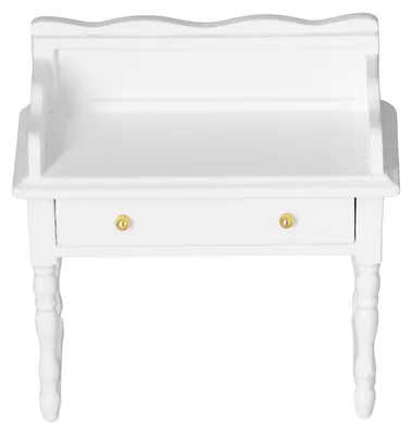 Immagine prodotto di Scrivania per casa delle bambole in scala 1:12, tavolo in miniatura in legno naturale per casa delle bambole, arredamento, decorazione, bianco