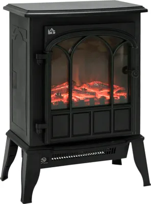 Produktbild von HOMCOM Elektrokamin, Geräuscharmer Standkamin mit LED-Flammeneffekt, 2000W Kaminofen, Elektrischer Kamin mit Heizschutz für Wohnzimmer, Schlafzimmer, Metall, Schwarz