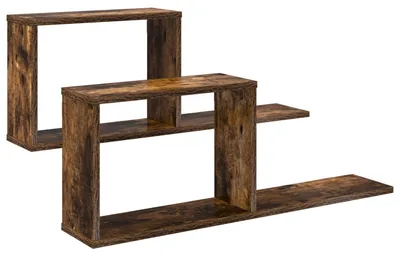 Immagine prodotto di vidaXL Mensole sospese, 2 pezzi, effetto legno rovere fumé, 80 x 15 x 30 cm, materiale composito di legno