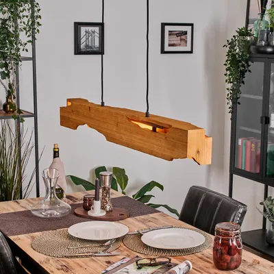 Produktbild von Macerata moderne Hängelampe aus Holz/Metall in Naturfarben/Schwarz