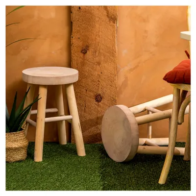 Produktbild von Hocker Nyar Paulownia beige d28x41cm