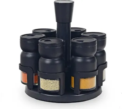 Produktbild von 7-teiliges Gewürzständer-Set, Gewürzstreuer, Gewürzbehälter - Perfekt für jede Küche Schwarz
