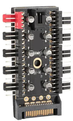 Image de Concentrateur pour ventilateurs de boîtier PC, 10 ports, 12 V, 4 broches, concentrateur PWM pour ventilateurs de refroidissement du processeur, compatible avec les cartes mères et l'alimentation Serial ATA