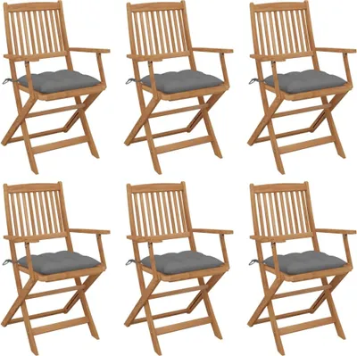 Produktbild von Klappbare Gartenstühle 6 Stk. mit Kissen Massivholz Akazie