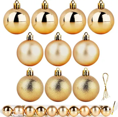 Produktbild von Vilde | Christbaumkugeln - 10er Set - Bruchfest - Kunststoff - Weihnachtskugeln Gold 5cm