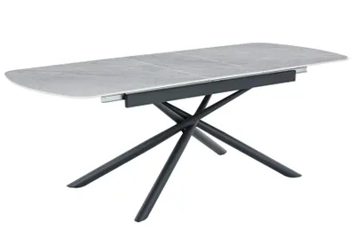 Produktbild von Hela Tische, Kulissentisch Esstisch Sintra, Sintered Stone Platte Grau Marmoroptik, Stern-Metallgestell, Ausziehbar mit Liftautomatik, Maß 180-220cm