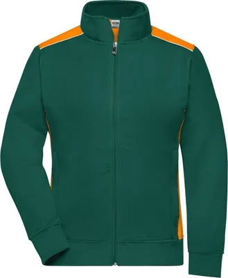 Produktbild von Sweat-Jacke mit Stehkragen und Kontrasteinsätzen dark-green/orange, Gr. XXL