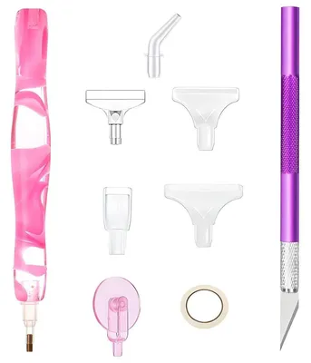 Productafbeelding van Diamantstiftsysteem met 7 reserveboortjes, knutselset voor diamantkunst en nagelkunst, roze