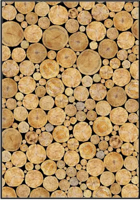 Produktbild von Wallario Wandbild Holzstapel rund, Größe: 70,30 x 100,30 cm, Poster mit schwarzem Aluminiumrahmen