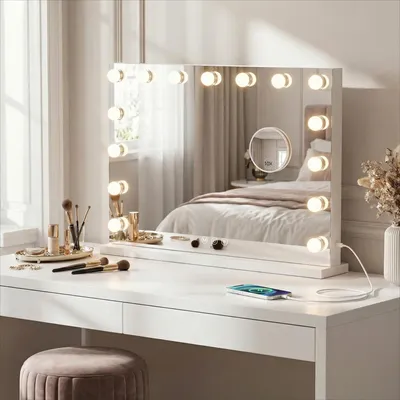 Image de Miroir de maquillage Hollywood avec éclairage - Grossissement 10x dimmable