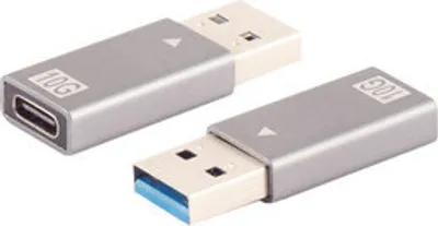 Produktbild von Adapter USB A Stecker auf USB C Buchse, 3.1, 10Gbps, Metallauführung