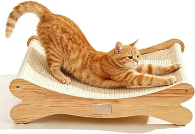 Produktbild von PolkaHome® Katzenkratzbrett mit 160° Bogenform, Sisal Kratzbrett für Katzen, Katzenkratzbrett als Liegefläche, 59 x 31,5 x 16 cm, Natur