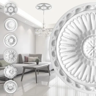 Produktbild von MARBET DESIGN Stuckrosette aus EPS Styropor - Deckenrosette silber, Zierelement, Stuck (R-16 Ø 28cm) Wanddekoobjekt Innendekoration Nachbildung rund