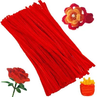 Produktbild von Pfeifenreiniger Chenilledraht 100 Stück 30cm Großes Rot Biegeplüsch Bastelset