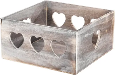 Produktbild von KOTARBAU® Holzkiste mit dekorativen Aussparungen und Griff Perfekt für die Innenraumgestaltung S Herzen