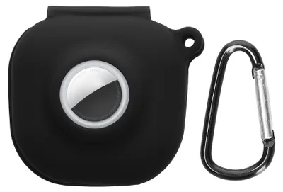 Produktbild von kwmobile 2-in1 Schutzhülle für Beats Fit Pro Hülle - Kopfhörer Silicon Case kompatibel mit AirTag - stoßfestes Cover mit Karabiner - Schwarz