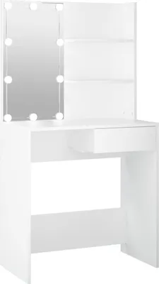 Image de vidaXL Coiffeuse avec LED blanc 74,5x40x141 cm
