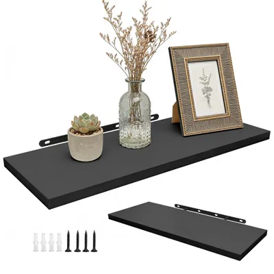 Schwebendes Wandregal 40x15 cm, schwarz, für Bücher und Deko