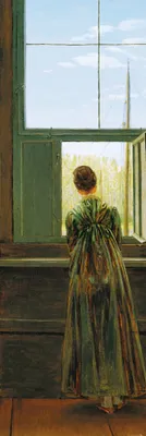 Produktbild von Caspar David Friedrich Kunstdruck Bild - Frau Am Fenster, 1822 (158 x 53 cm)