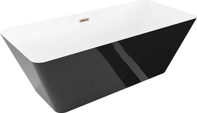 Immagine prodotto di Mexen Velo Slim vasca da bagno freestanding 170 x 75 cm, bianca/nera, troppopieno oro rosa - 52811707575-60