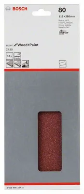 Immagine prodotto di set di 10 fogli abrasivi 115 x 280 mm, 80