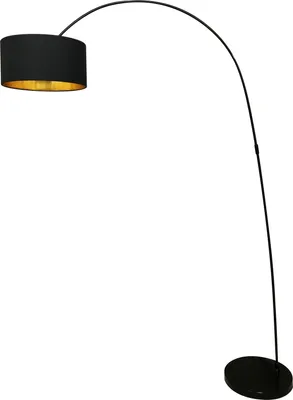 Produktbild von SalesFever Bogenlampe | 1-flammig | Lampenschirm Stoff | Gestell Metall | B 135 x T 38 x H 201 cm | Schwarz-Goldfarben